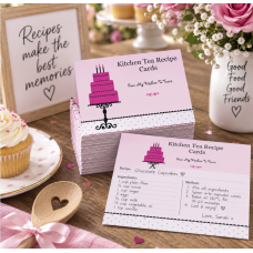 Kitchen Tea Recipe Cards - Pink Cake
